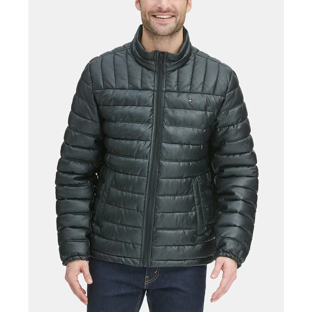 商品Tommy Hilfiger|Men's Quilted Faux Leather Puffer Jacket,价格¥674,第3张图片详细描述