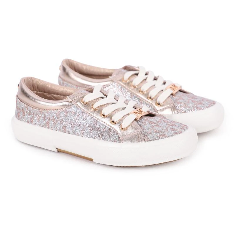 商品Michael Kors|Monogrammed glittery sneakers in pink and silver,价格¥457,第1张图片