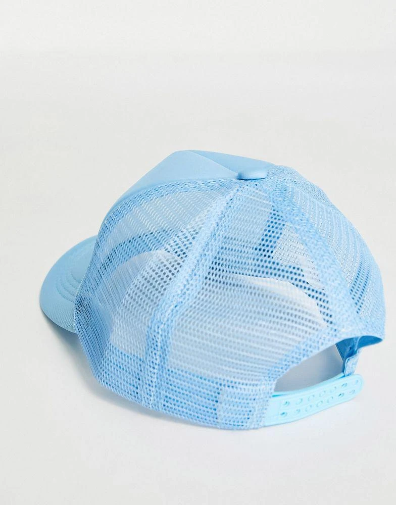 商品My Accessories|My Accessories London trucker hat in baby blue with butterfly logo,价格¥39,第4张图片详细描述