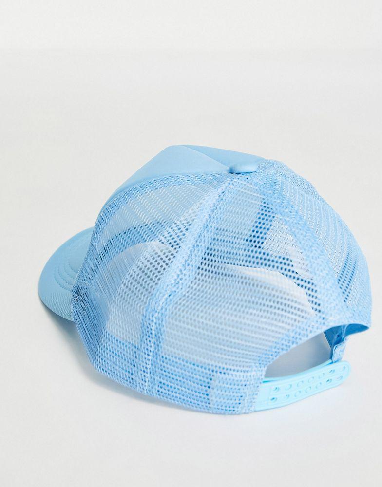 商品My Accessories|My Accessories London trucker hat in baby blue with butterfly logo,价格¥29,第6张图片详细描述