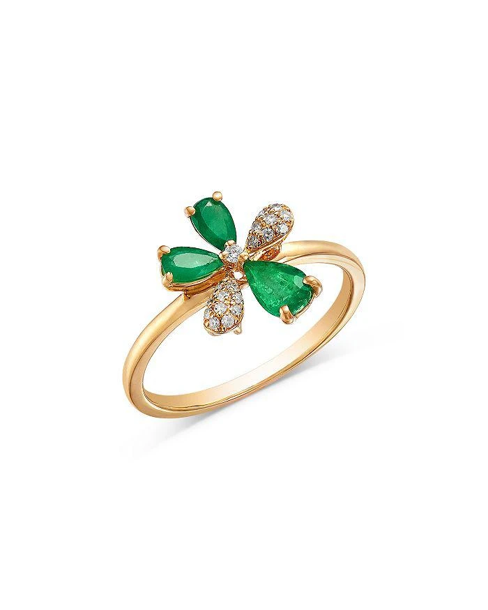 商品Bloomingdale's Fine Collection|Emerald & Diamond Flower Ring in 14K Yellow Gold,价格¥8094,第1张图片详细描述