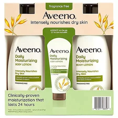 商品Aveeno|Daily Moisturizing 身体护肤乳 (18 fl. oz.2支 + 2.5 oz.管装),价格¥100,第1张图片