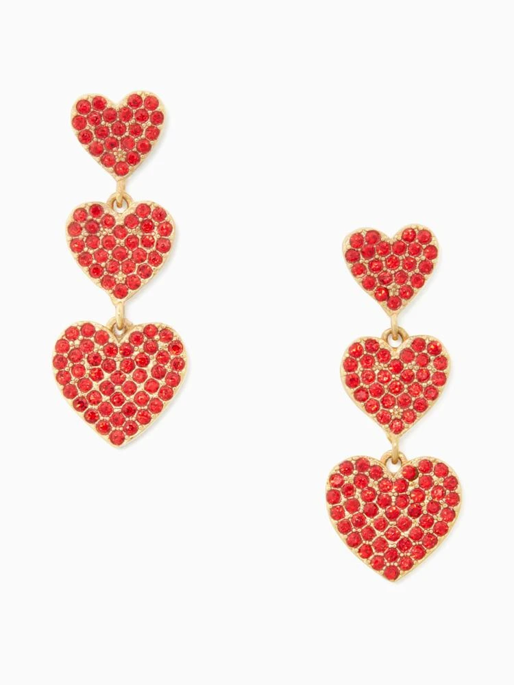 商品Kate Spade|yours truly pave heart triple drop earrings,价格¥435,第1张图片