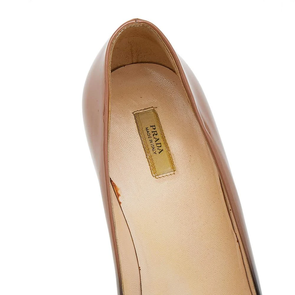 Prada Beige/Black Ombre Patent Leather Bow Open Toe Pumps Size 39 商品