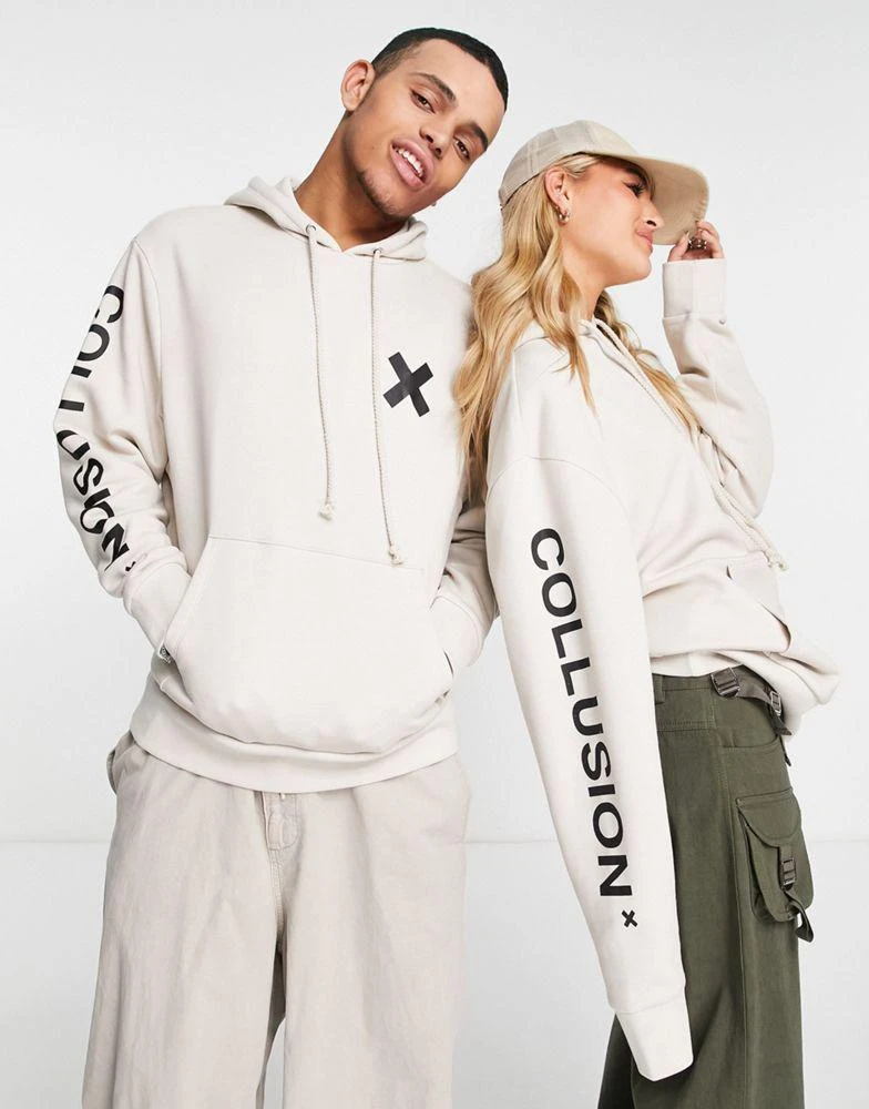 商品COLLUSION|COLLUSION Unisex logo hoodie in off-white,价格¥192,第1张图片