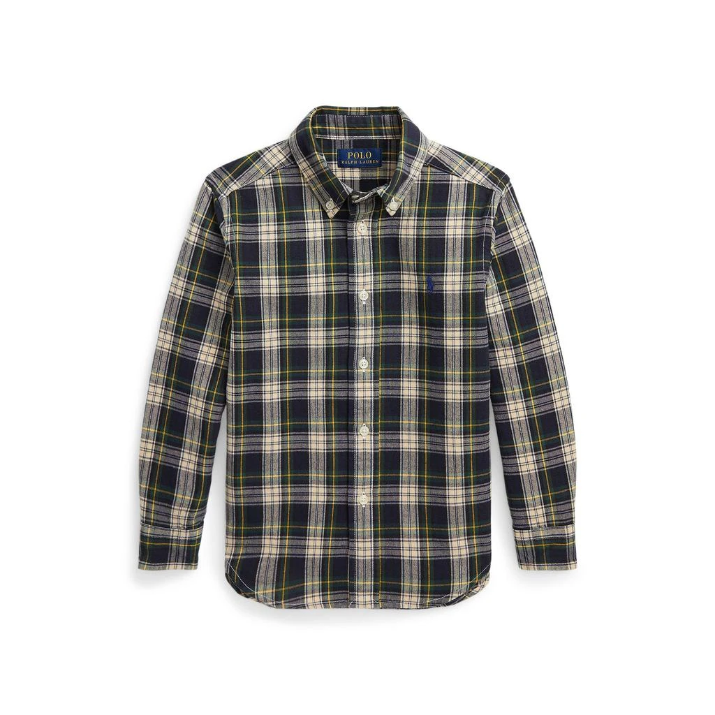 商品Ralph Lauren|Plaid Brushed Cotton Oxford Shirt (Toddle/Little Kids),价格¥213,第1张图片