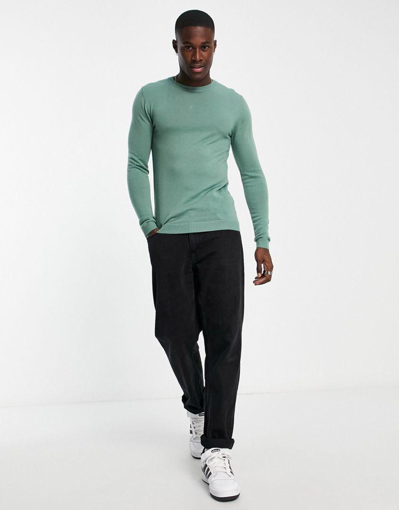 ASOS DESIGN muscle fit premium merino wool jumper in sage green商品第2张图片规格展示