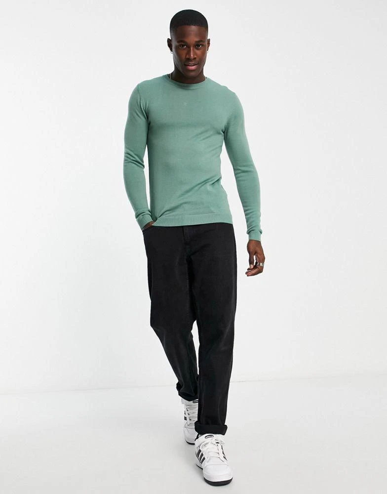 商品ASOS|ASOS DESIGN muscle fit premium merino wool jumper in sage green,价格¥307,第2张图片详细描述