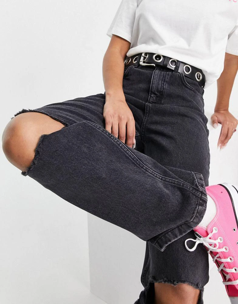 商品Topshop|Topshop Baggy jean with rips in wash black,价格¥189,第1张图片