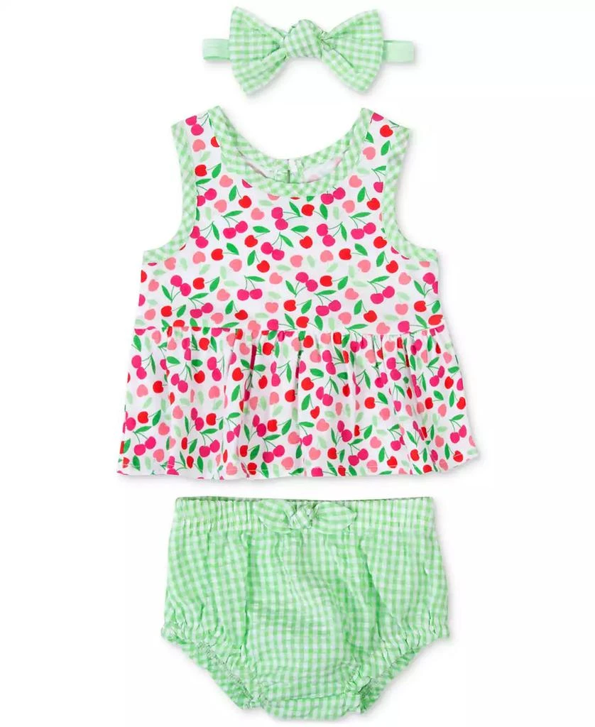 商品Baby Essentials|Baby Girls Cherry-Print Top, Bloomer and Headband, 3 Piece Set,价格¥49,第1张图片