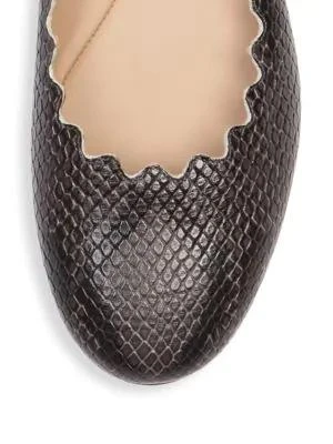 商品Chloé|Lauren Python-Embossed Leather Ballet Flats,价格¥1994,第4张图片详细描述