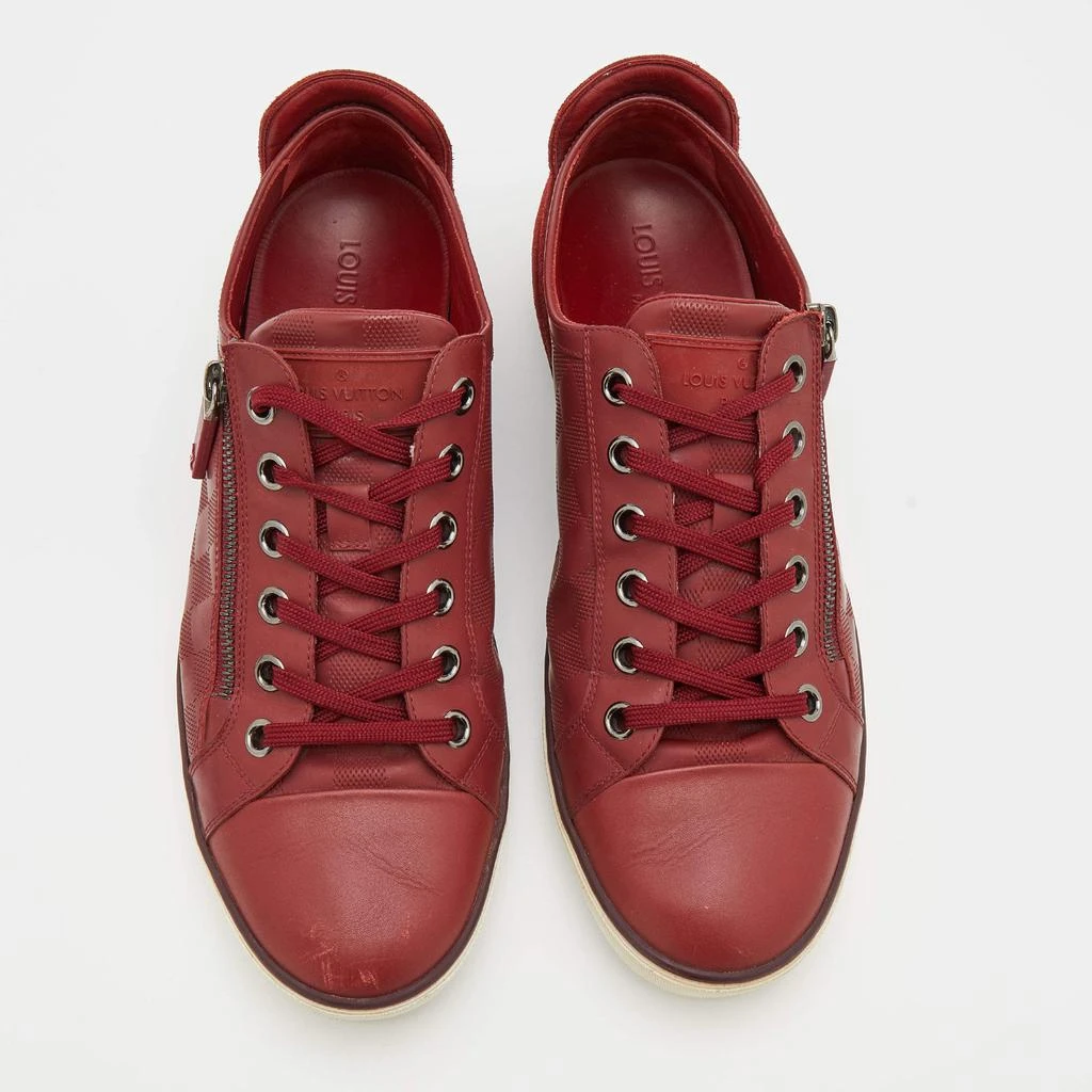 商品[二手商品] Louis Vuitton|Louis Vuitton Red Leather And Suede Low Top Sneakers Size 42,价格¥3033,第3张图片详细描述