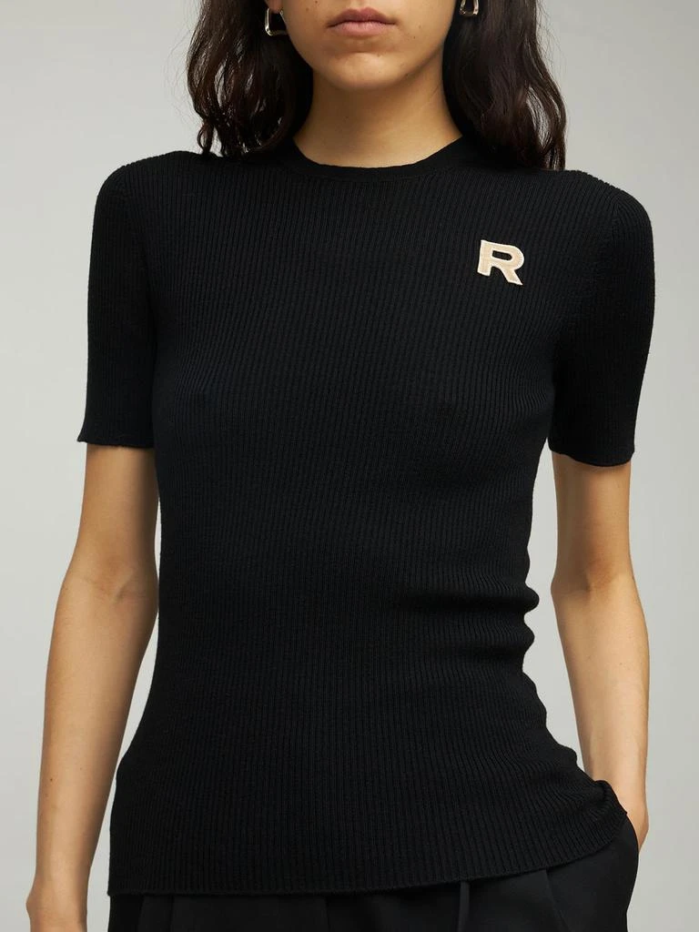 商品ROCHAS|Logo Embroidered Rib Knit Wool Top,价格¥3422,第2张图片详细描述