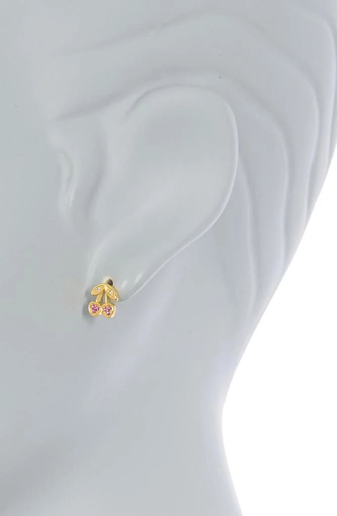 商品Argento Vivo Sterling Silver|Argento Vivo 18K Gold Vermeil CZ Pave Cherry Stud Earrings,价格¥167,第2张图片详细描述