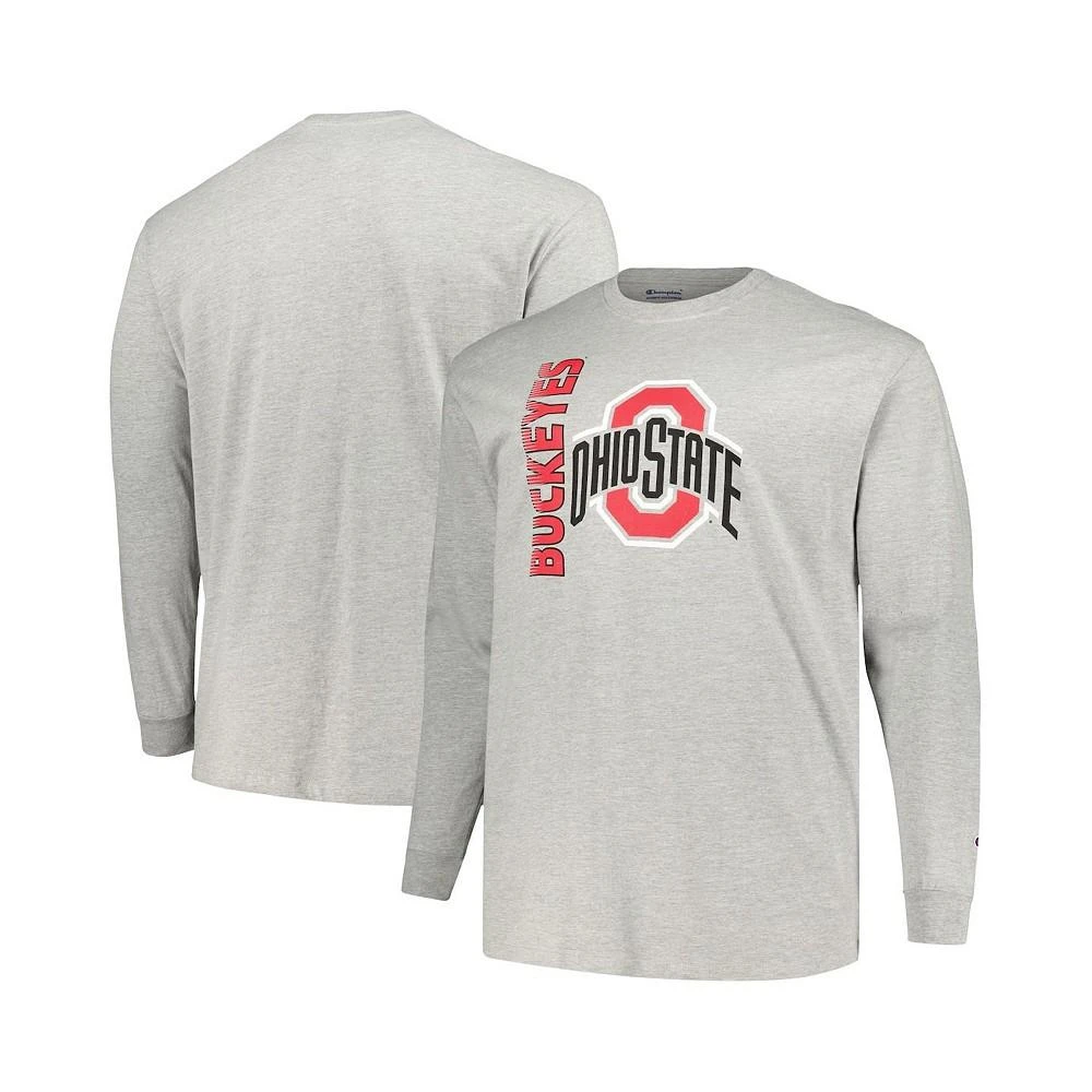 商品CHAMPION|Men's Heather Gray Ohio State Buckeyes Big and Tall Mascot Long Sleeve T-shirt,价格¥256,第1张图片