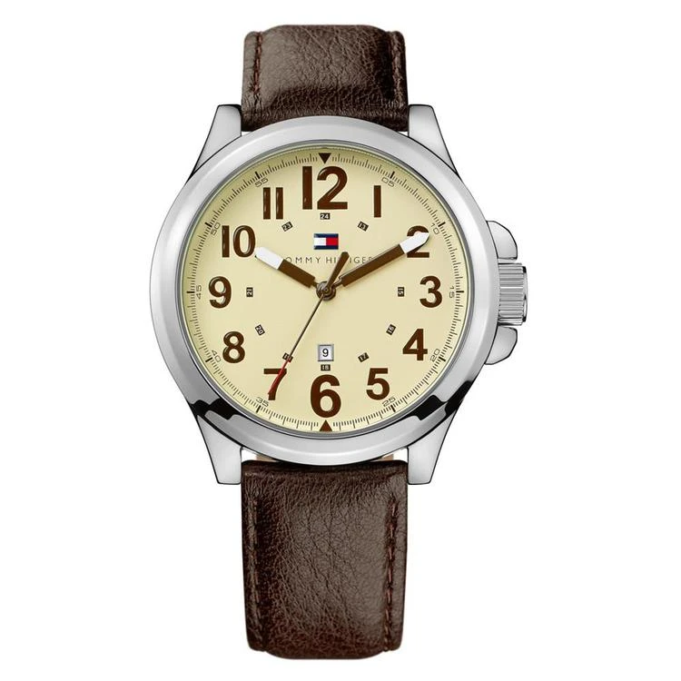 商品Tommy Hilfiger|Watch, Brown Leather Strap 1710298,价格¥244,第1张图片