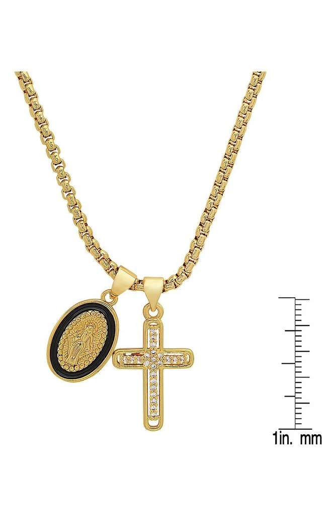 商品HMY JEWELRY|18K Gold Plated Mother Mary & Cross Pendant Necklace,价格¥289,第2张图片详细描述