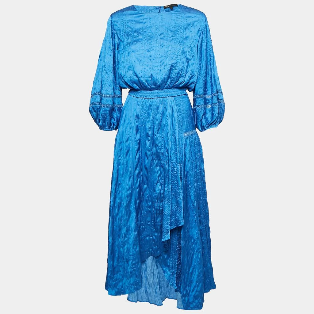 商品[二手商品] Maje|Maje Blue Textured Crepe Lace Trimmed Top and Skirt Set L,价格¥1917,第1张图片