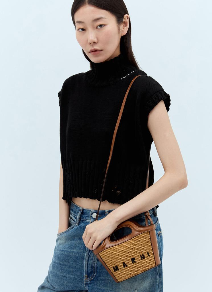 @735です。　　MARNI　TROPICALIA MICRO Tropicalia Micro Bag in ivory leather and raffia-effect