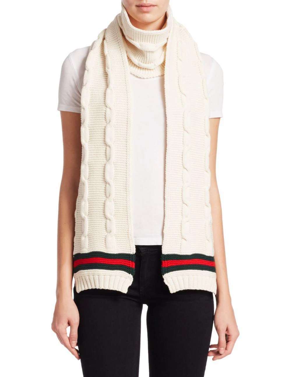 商品Gucci|Wool Cable Knit Ribbed Scarf,价格¥6375,第1张图片