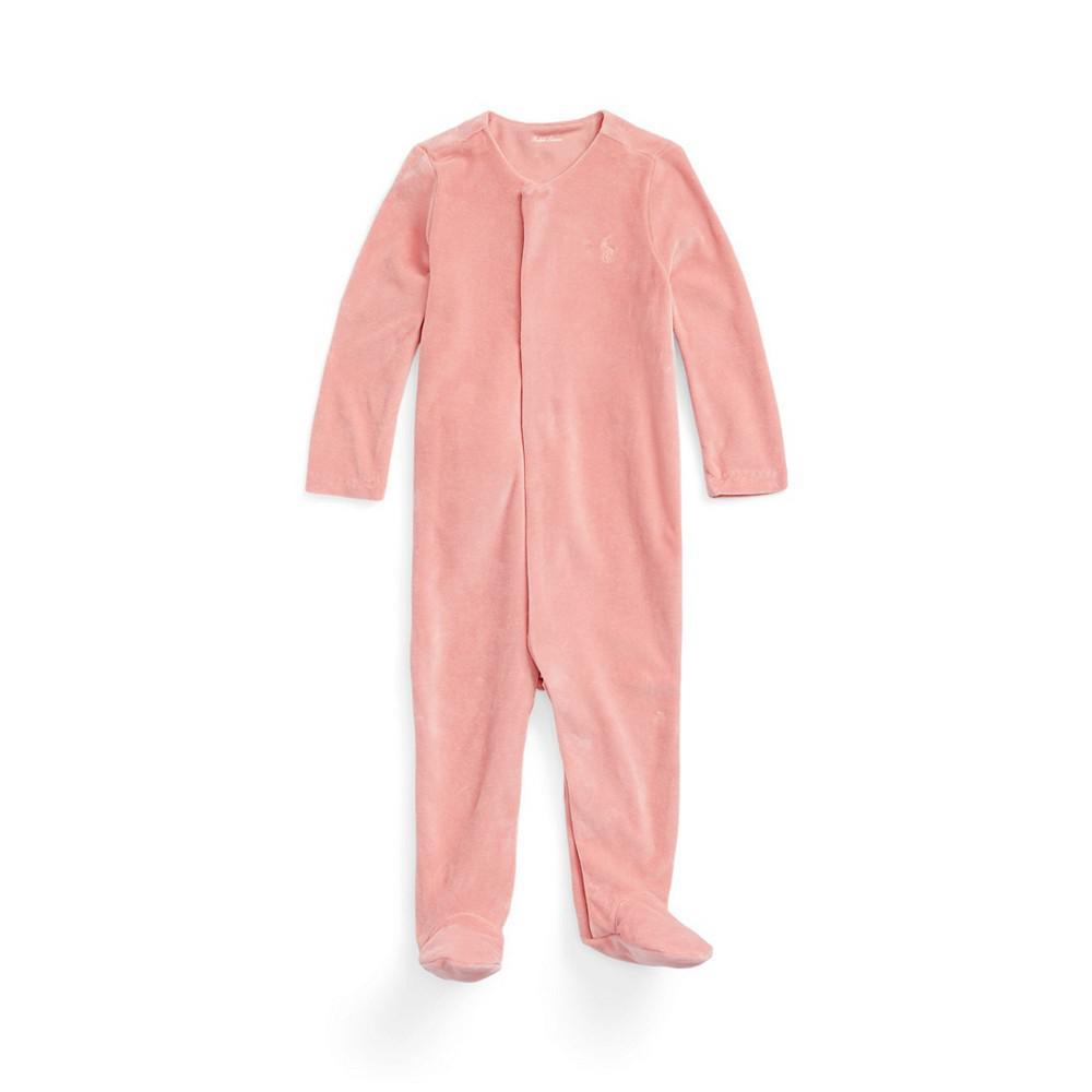 商品Ralph Lauren|Baby Girls Velour Footed Coverall,价格¥305,第1张图片