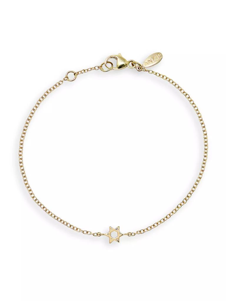 商品Anzie|Love Letter 14K Yellow Gold Star Of David Charm Bracelet,价格¥2960,第1张图片