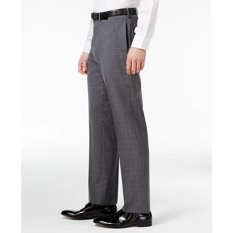 Men's Modern-Fit Gray and Blue Plaid Windowpane Vested Suit 商品
