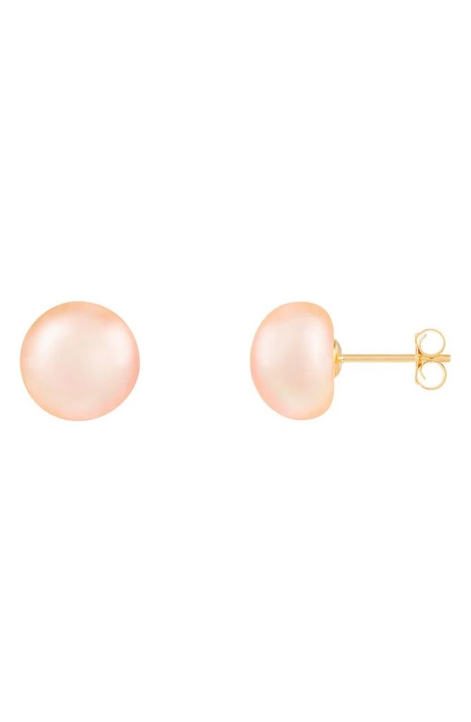 商品Splendid Pearls|14K Yellow Gold 9mm Freshwater Pearl Stud Earrings,价格¥413,第1张图片