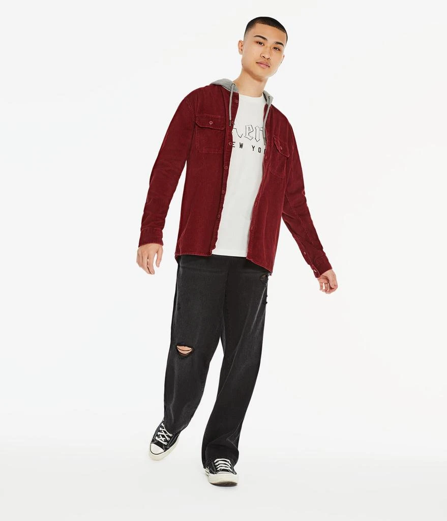 商品Aeropostale|Aeropostale Men's Long Sleeve Hooded Corduroy Button-Down Shirt,价格¥104,第2张图片详细描述