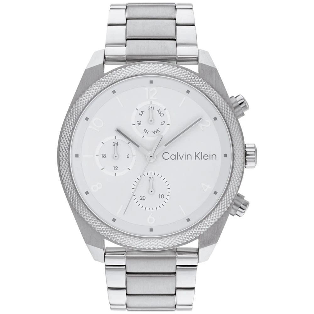 商品Calvin Klein|Men's Multifunction Silver-Tone Stainless Steel Bracelet Watch 44mm,价格¥1431,第1张图片