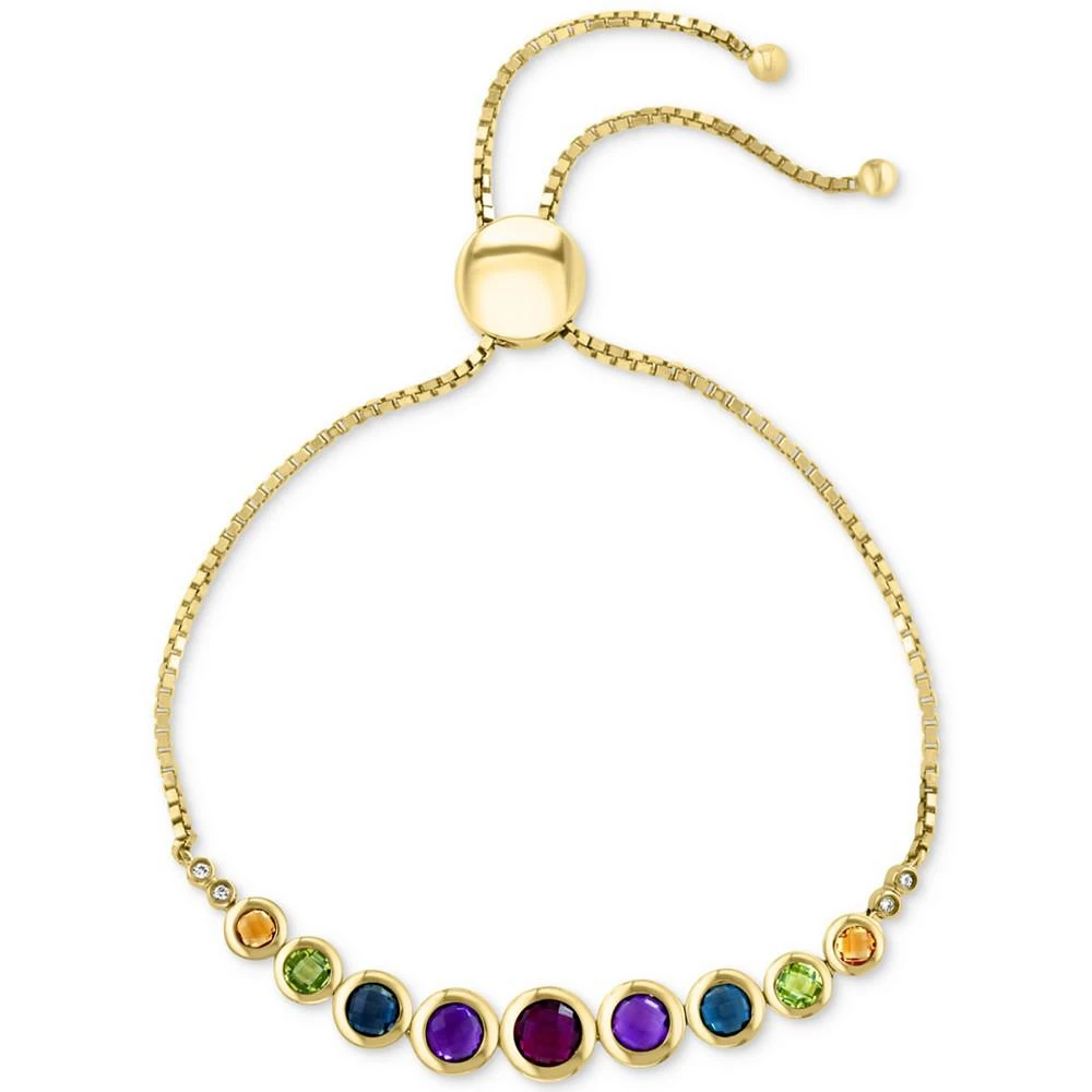 商品Effy|EFFY® Multi-Gemstone (2-3/8 ct. t.w.) & Diamond Accent Bolo Bracelet in 14K Gold-Plated Sterling Silver,价格¥5024,第1张图片