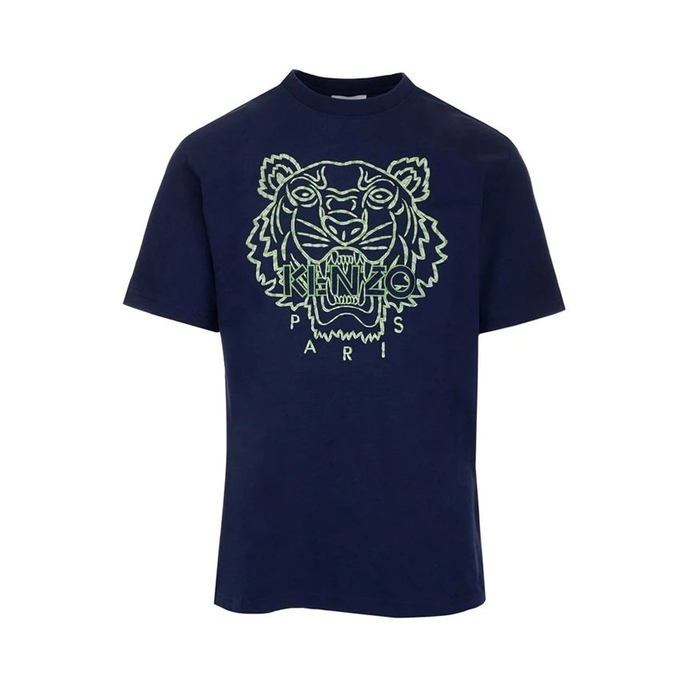 商品[国内直发] Kenzo|KENZO 男士深蓝色棉质虎头刺绣圆领短袖T恤 FC55TS2184YF-77,价格¥986,第1张图片