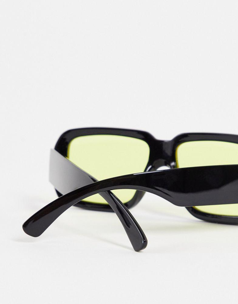 ASOS DESIGN oversized square sunglasses in black with amber lens商品第3张图片规格展示