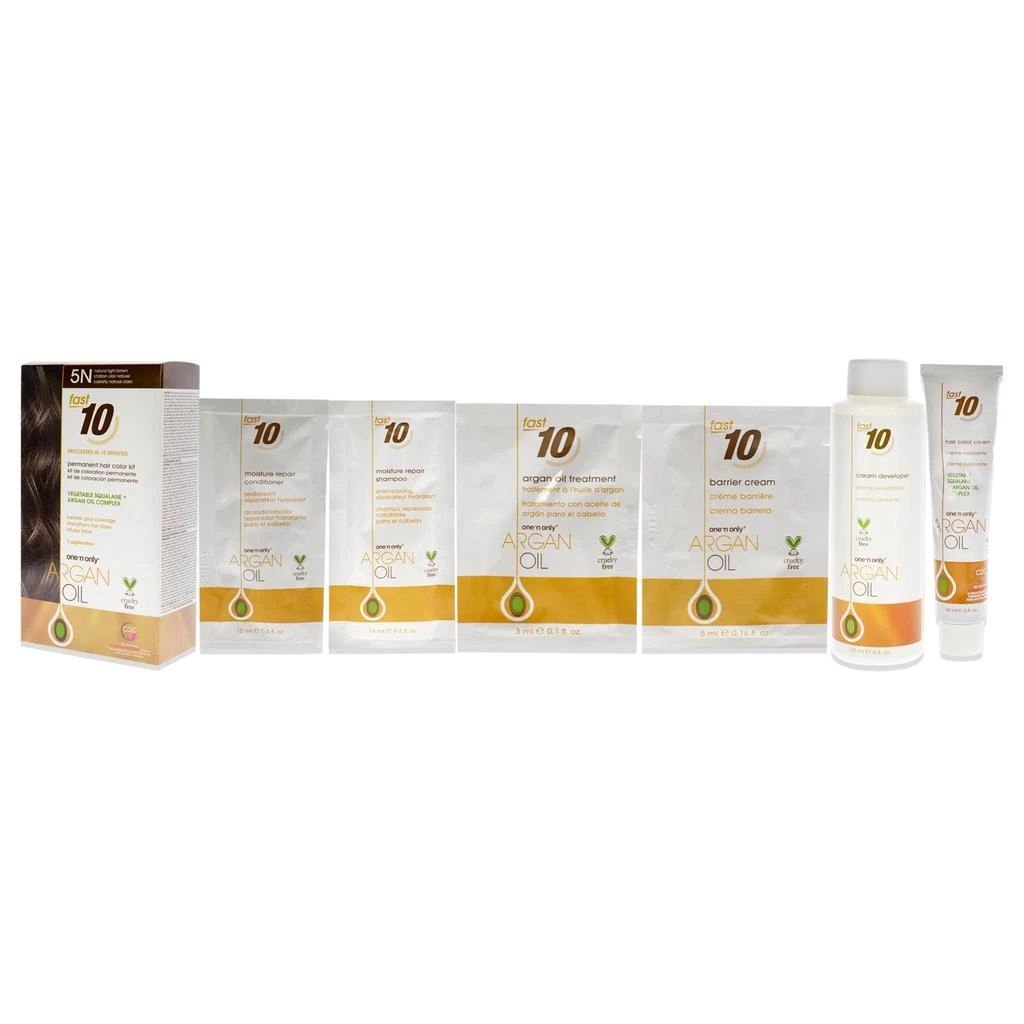 商品One n Only|Argan Oil Fast 10 Permanent Hair Color Kit - 5N Natural Light Brown by  for Unisex - 1 Pc Hair Color,价格¥186,第4张图片详细描述