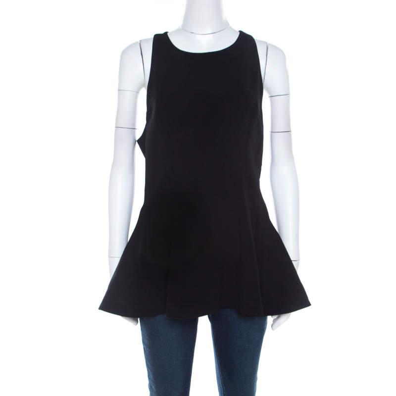 Prabal Gurung Black Wool Peplum Sleeveless Blouse L商品第1张图片规格展示