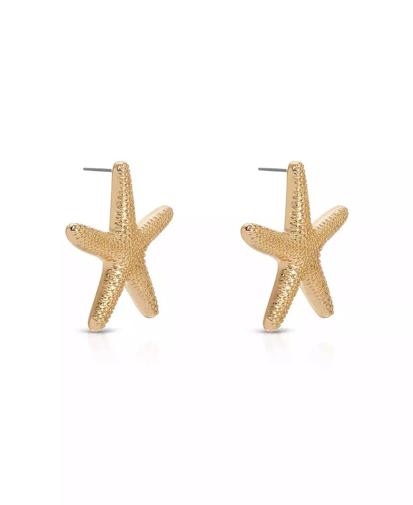 商品Ettika Jewelry|18k Gold Plated Zinc Starfish Large Statement Stud Earrings,价格¥540,第2张图片详细描述