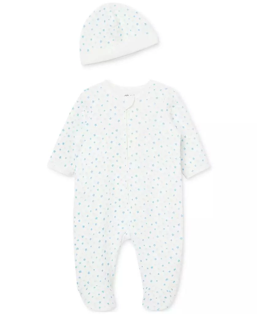 商品Little Me|Baby Boy or Baby Girl Quilt Footed Coverall and Hat, 2 Piece Set,价格¥95,第1张图片