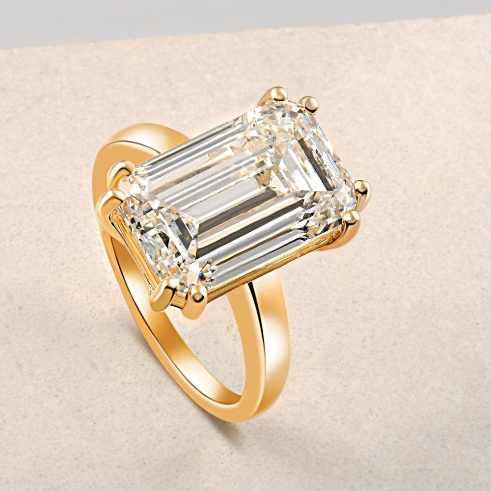 商品Pompeii3|Certified 10.00CT Emerald Cut Solitaire Diamond Engagement Ring 14k Gold Lab Grown,价格¥31966,第2张图片详细描述