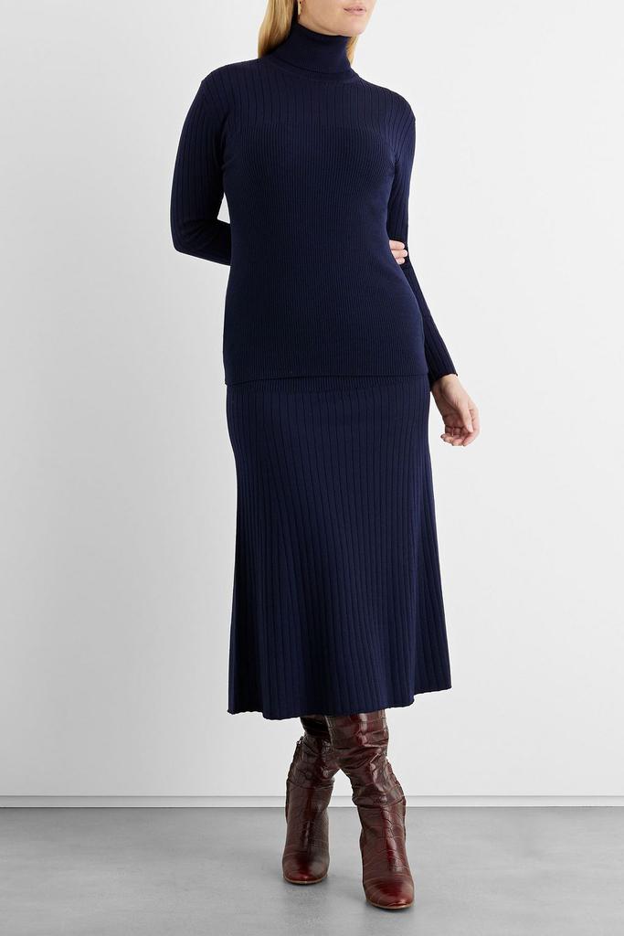 Emma ribbed merino wool-blend midi skirt商品第4张图片规格展示