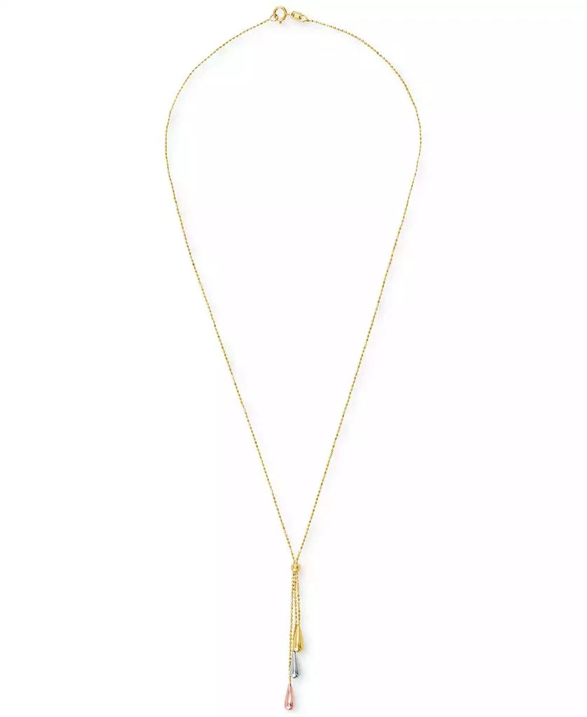 商品Italian Gold|Tri-Gold Lariat Necklace in 14k Gold, White Gold and Rose Gold,价格¥2917,第4张图片详细描述