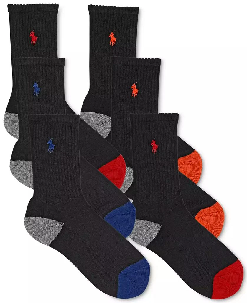 商品Ralph Lauren|6-Pk. Color-Blocked Crew Socks, Little Boys & Big Boys,价格¥80,第1张图片