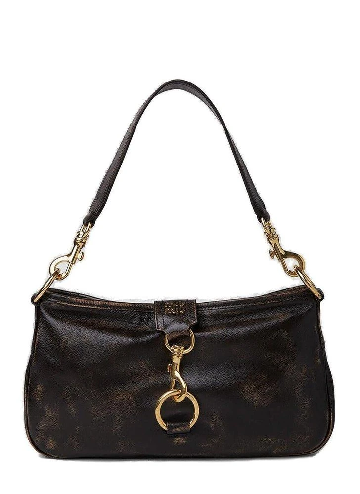 商品Miu Miu|Miu Miu Distressed Zipped Shoulder Bag,价格¥13344,第1张图片