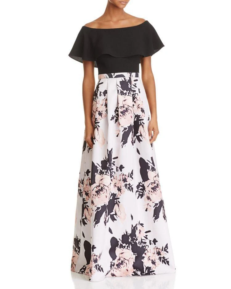 商品AQUA|Off-the-Shoulder Floral Skirt Gown - 100% Exclusive,价格¥1158,第1张图片