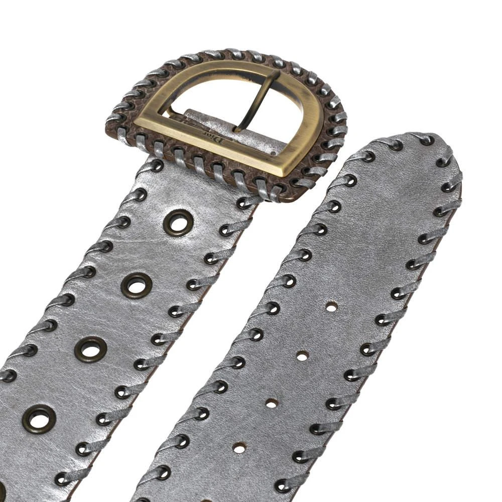 商品[二手商品] Dior|Dior Grey Leather Whipstitch D Buckle Belt 90CM,价格¥2375,第4张图片详细描述