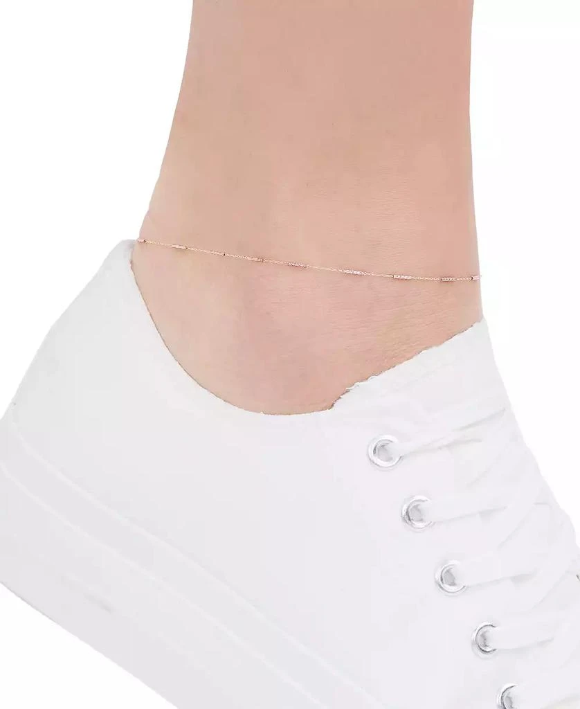 商品Macy's|Textured Cylindrical Bead Ankle Bracelet in 14k Gold & Rose Gold,价格¥985,第2张图片详细描述