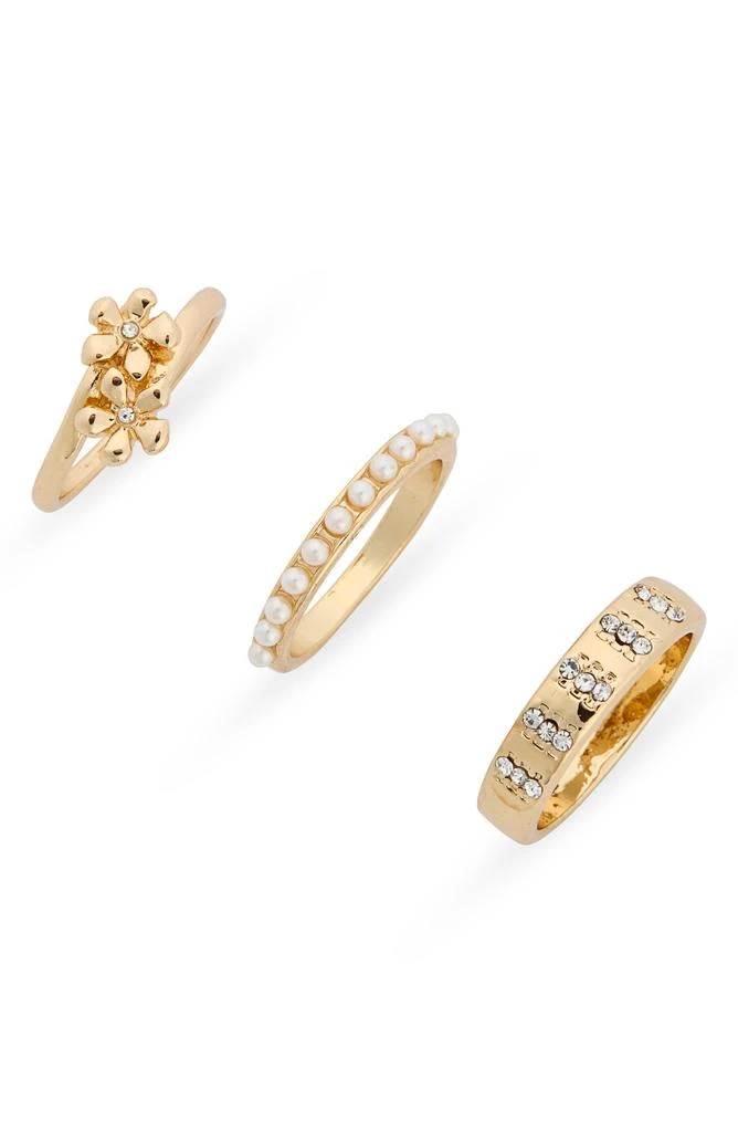 商品Nordstrom|Set of 3 Floral & Faux Pearl Rings,价格¥73,第1张图片