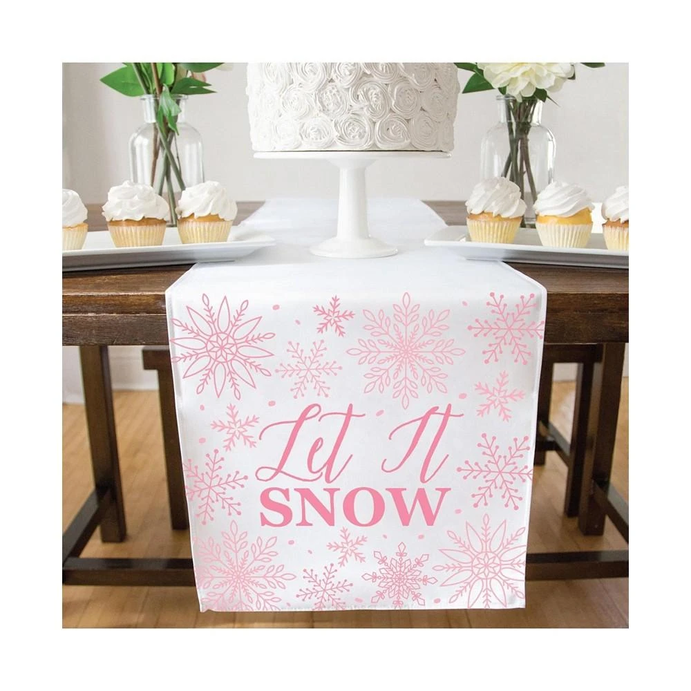 商品Big Dot of Happiness|Pink Winter Wonderland - Holiday Snowflake Birthday Party and Baby Shower Dining Tabletop Decor - Cloth Table Runner - 13 x 70 in,价格¥201,第3张图片详细描述