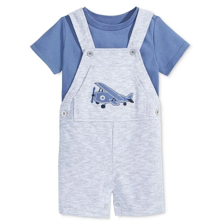 商品First Impressions|2-Pc. T-Shirt & Airplane Overall Set, Baby Boys (0-24 months), Created for Macy's,价格¥73,第1张图片