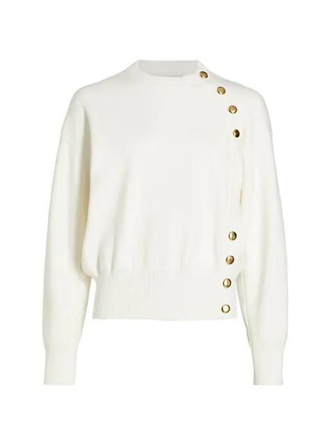 Button-Embellished Crewneck Sweater商品第1张图片规格展示
