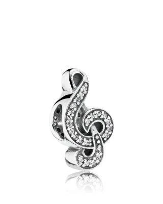 商品PANDORA|Sterling Silver & Cubic Zirconia Sweet Music Charm,价格¥445,第1张图片详细描述